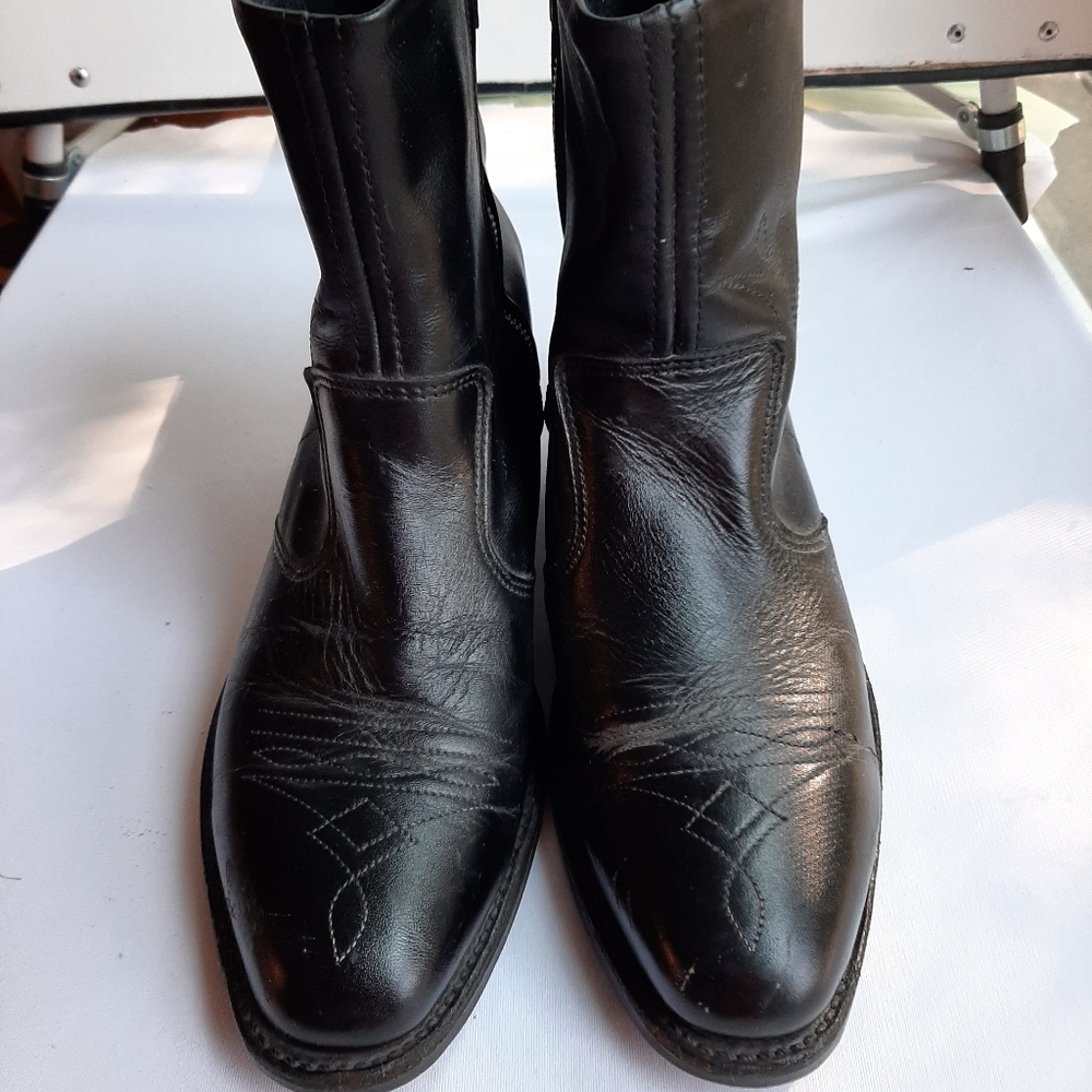 HH WESTERN BOOTS BLACK LEATHER SIZE 8.5EE